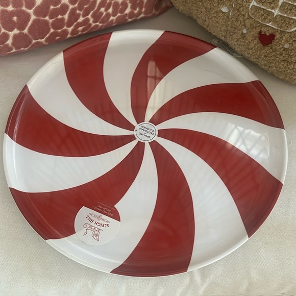 Sleigh Hill peppermint platter spinning Christmas Holiday decoration cakes donut - Picture 1 of 6
